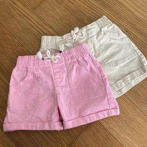 Wonder Nation Girl Set Two Cotton Shorts Pink and Khaki Size S 6-6X